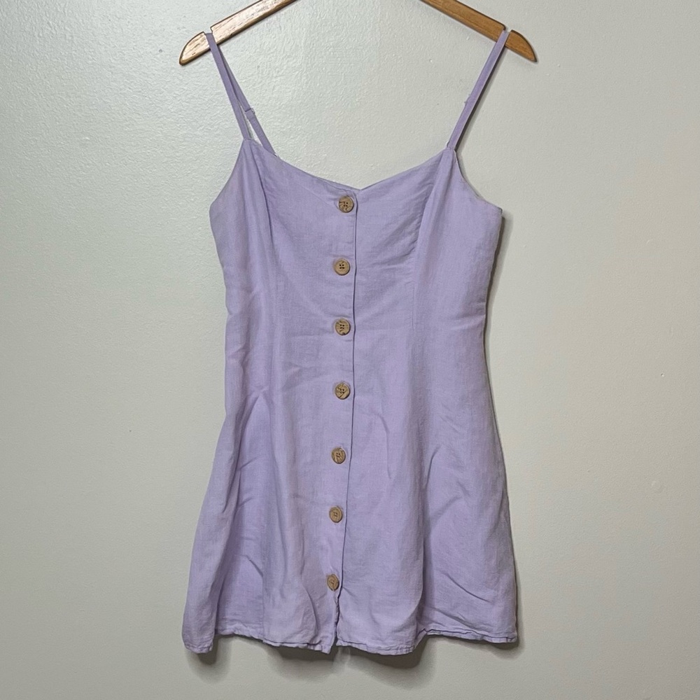 Urban Outfitters Lilac Purple Button Linen Blend Mini Dress Size S
